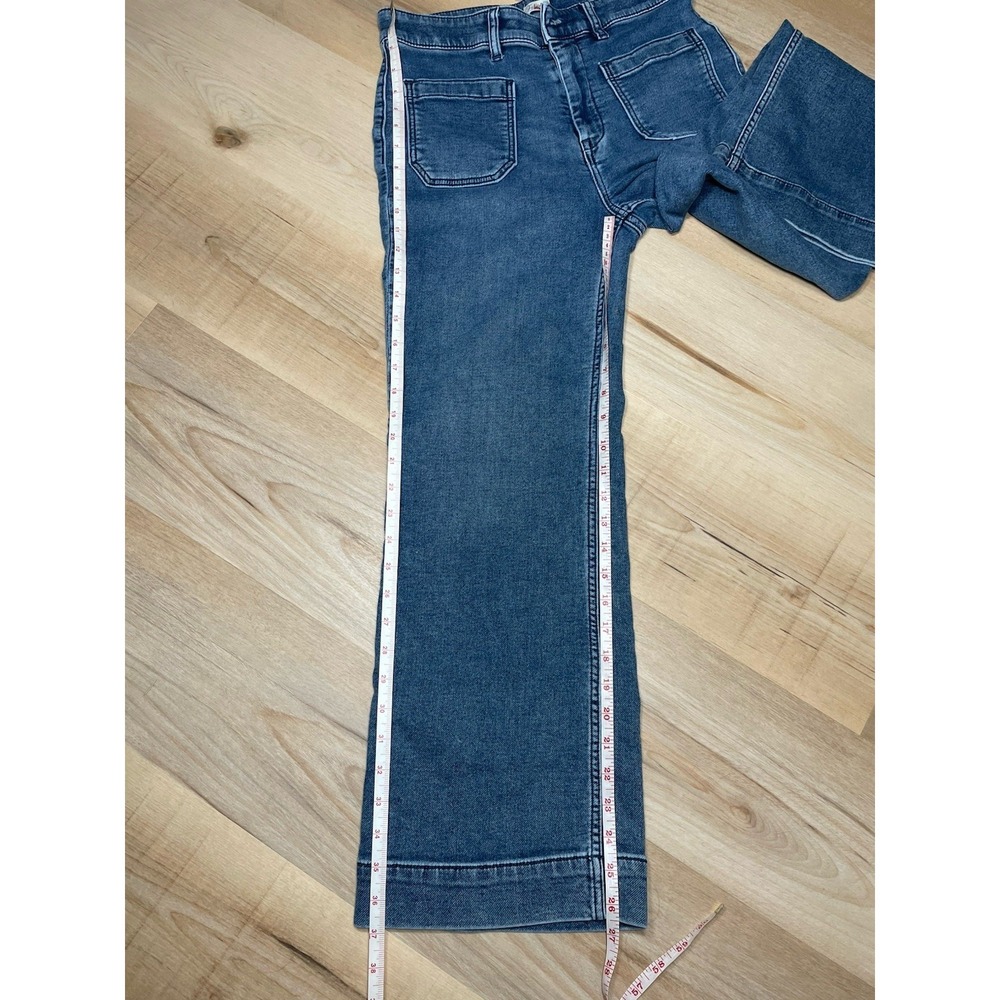 Faherty Wide Leg Jeans Womens 29 Relaxed Fit Patch Pocket Stretch Terry Denim - Picture 7 of 8